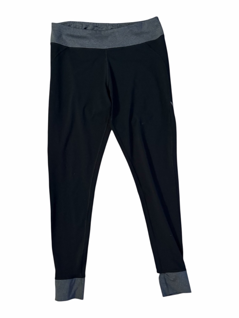 GAIAM Black Leggings with Gray Waistband and Cuff Accents